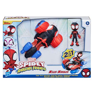 Spidey And His Amazing Friends Change 'N Go Techno-Racer And Miles Morales: Spider-Man