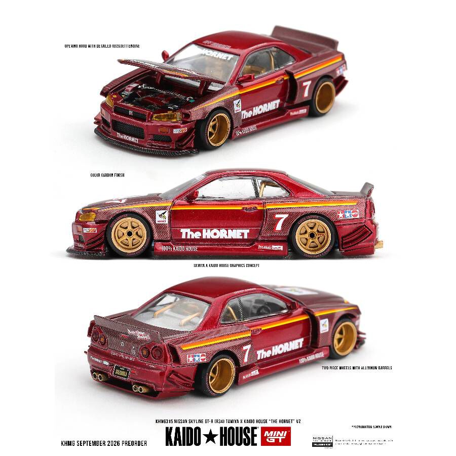 網店預購) MINI GT Nissan Skyline GT-R (R34) TAMIYA x KAIDO HOUSE