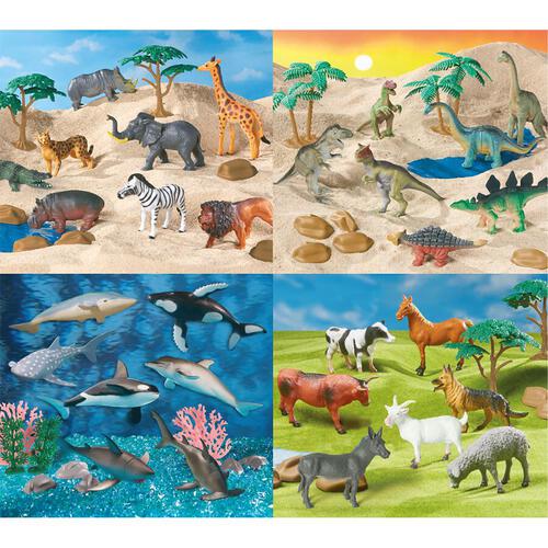 World Animal Collection 四組動物套裝 (恐龍, 森林動物, 農場動物, 海洋動物)
