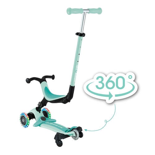 Globber高樂寶 Go&bull;Up Active Lights 360&deg; 三合一可折疊發光滑板車 - 薄荷綠色